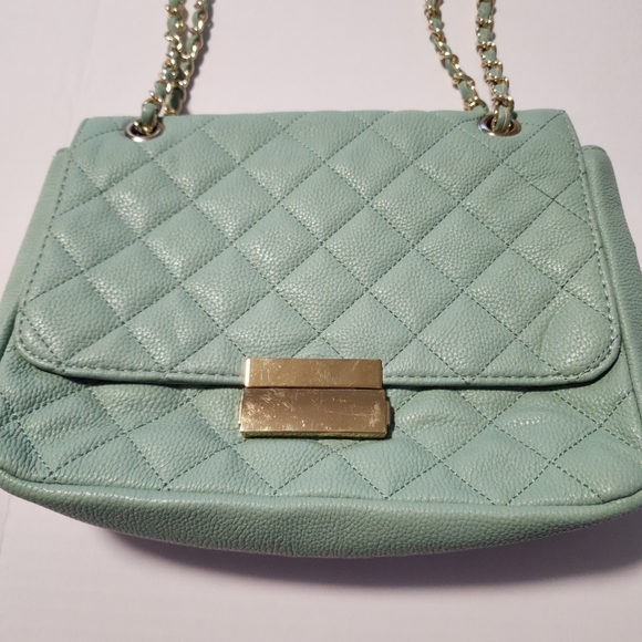 Forever 21 Quilted Mint Green Shoulder Bag with Gold Chain - Picture 3 of 16
